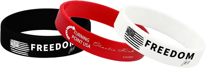 ColisPar 3 Pack Charlie Kirk Freedom Rubber Wristband Bracelet Band for Men Women, Charlie Kirk Merch Merchandise, Silicone Band I Am We Are All Charlie Kirk Now In Memory Of Charlie - Image 1